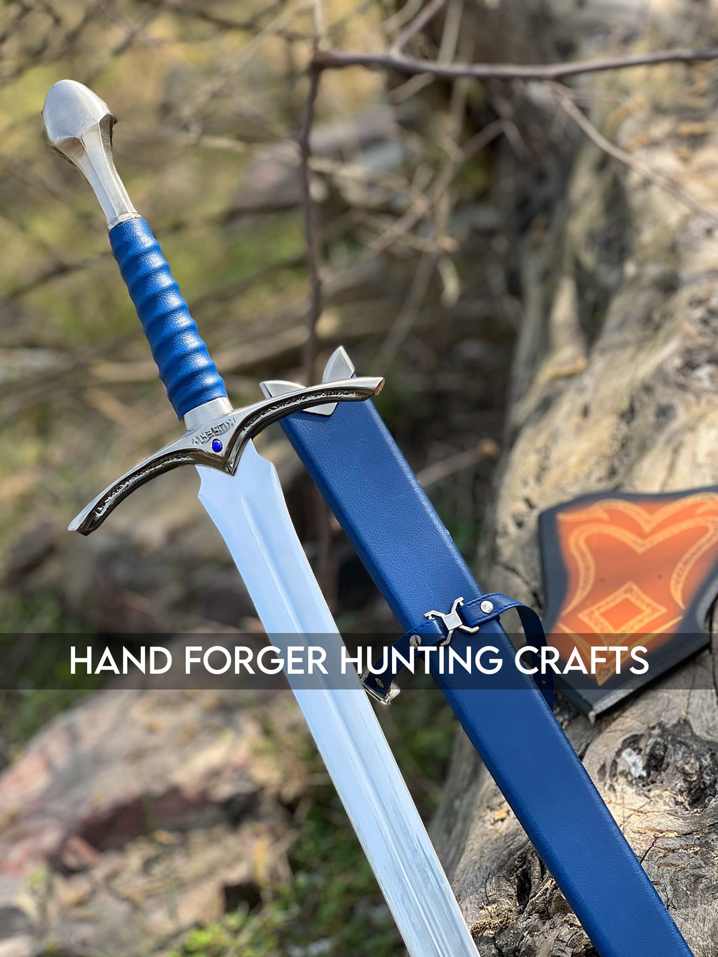 Replica of Blue Gandalf's sword from The Hobbit, perfect for display. Hand Forger Hunting Crafts 42-inch blade