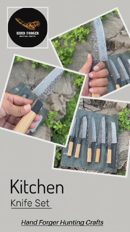 Razor-Sharp 5-Piece Damascus Steel Kitchen Knife Set - Micarta & Olive Wood Handles - Ergonomic Design - Balanced & Durable